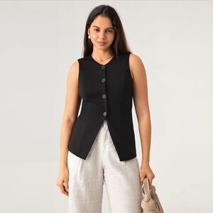 Button down long vest top